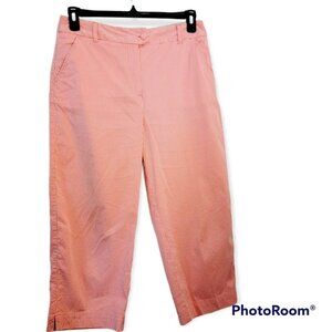 Talbots Pink And White Striped Stretch Cropped Pants Size 10